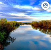 A gorgeous river overlooking the sunset. 