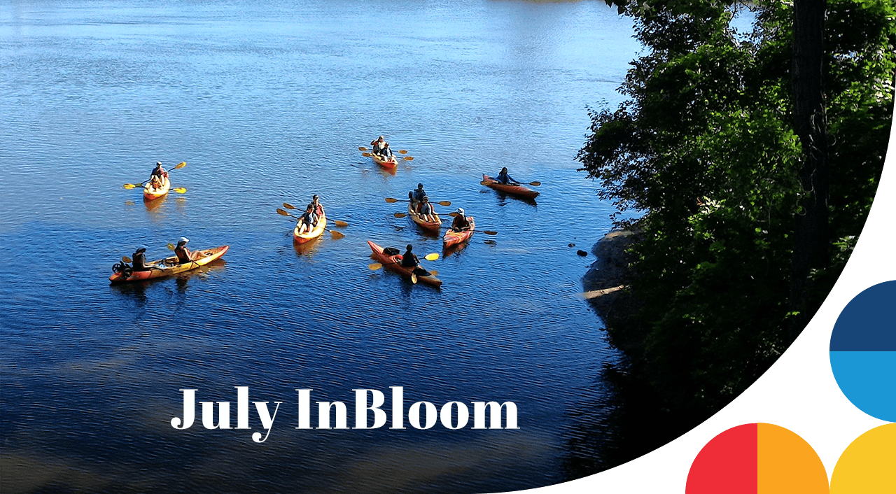 July InBloom - A group of kayakers in the water.