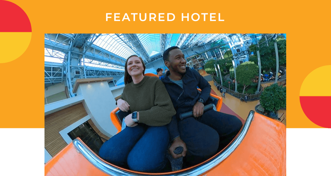 Featured Hotel - A couple riding a roller coaster in the Mall of America®.